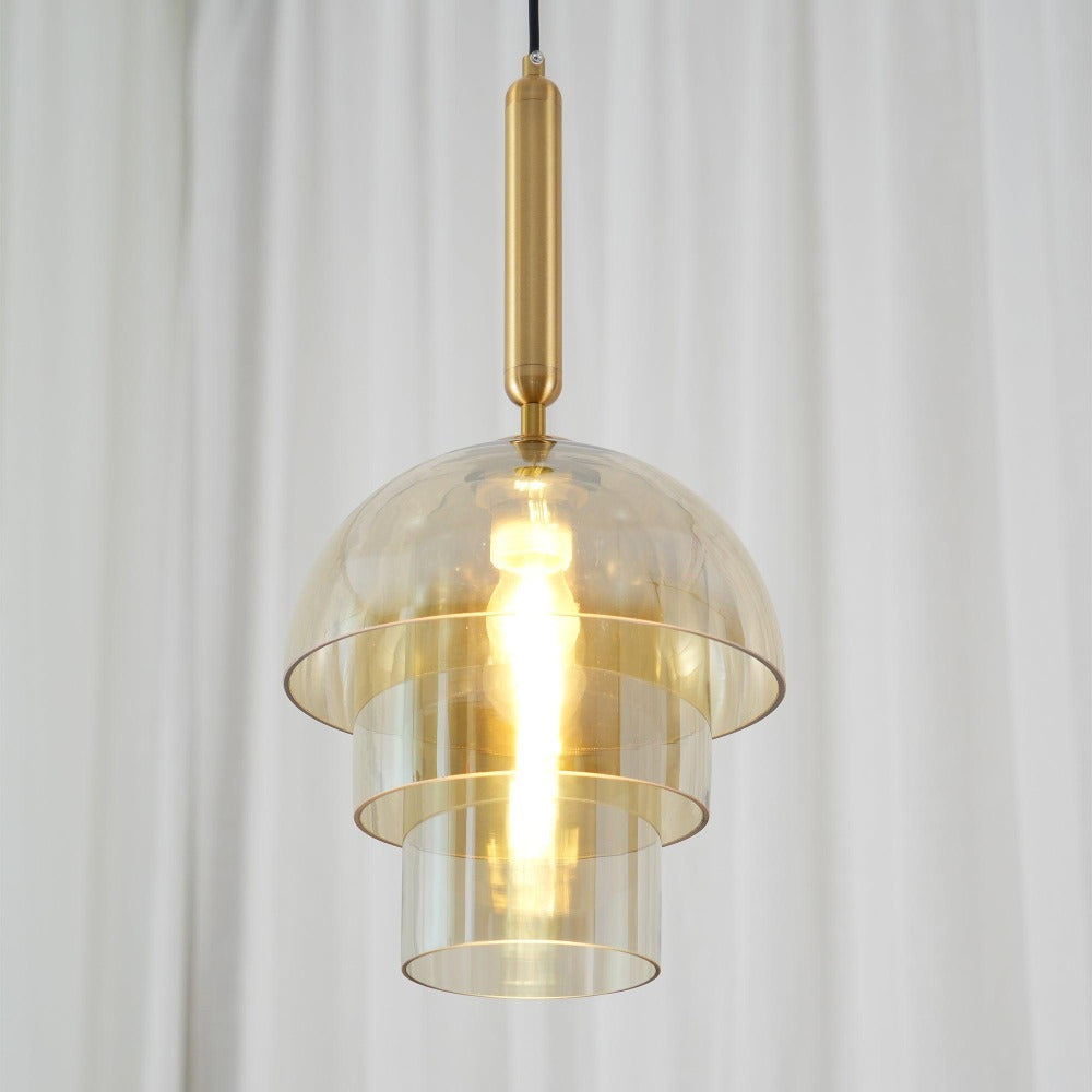 Double Glass Dome Cognac Pendant