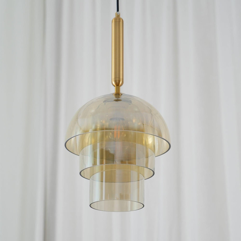 Double Glass Dome Cognac Pendant