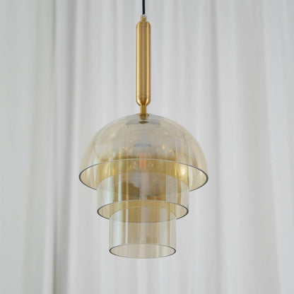 Double Glass Dome Cognac Pendant