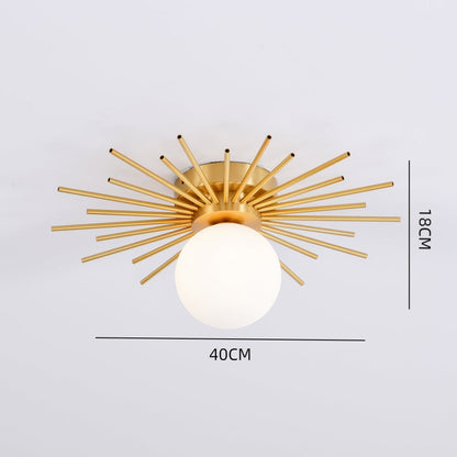 Gold Radiating Rod Flush Ceiling Light