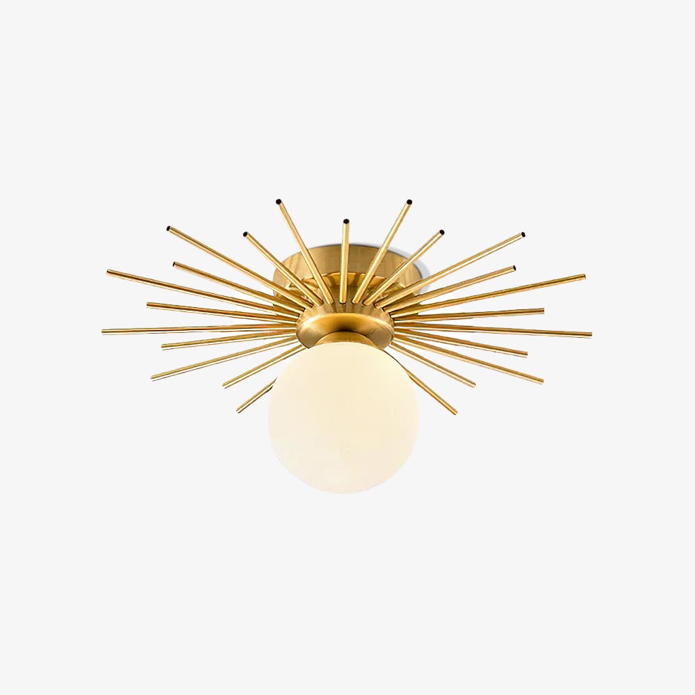 Gold Radiating Rod Flush Ceiling Light