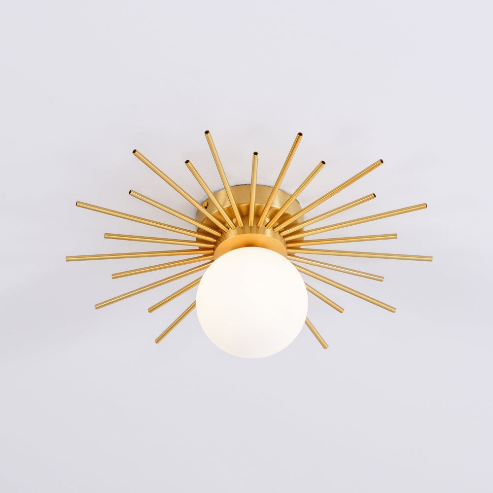 Gold Radiating Rod Flush Ceiling Light