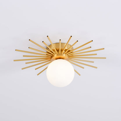 Gold Radiating Rod Flush Ceiling Light