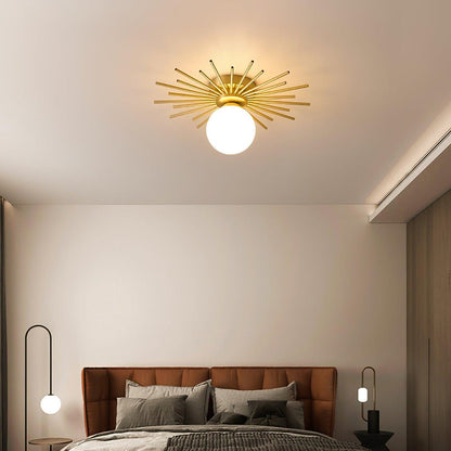Gold Radiating Rod Flush Ceiling Light
