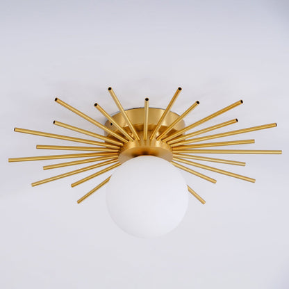 Gold Radiating Rod Flush Ceiling Light