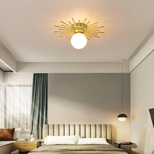 Gold Radiating Rod Flush Ceiling Light