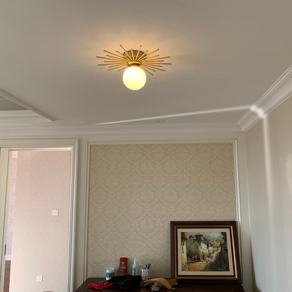 Gold Radiating Rod Flush Ceiling Light