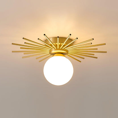 Gold Radiating Rod Flush Ceiling Light