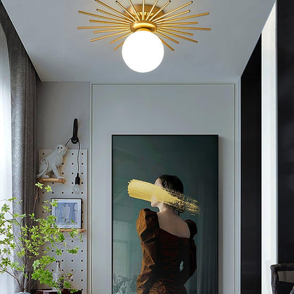 Gold Radiating Rod Flush Ceiling Light