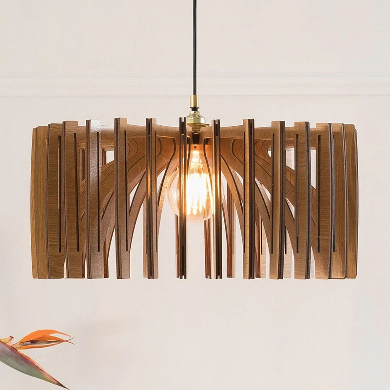 Mid Century Modern Wood Pendant Light Handmade Lamp-[Modern pendant lighting for bedroom and living space]-Demolights UK