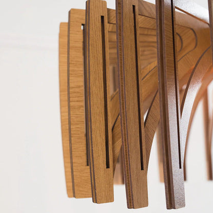 Wooden Slat Sculptural Pendant Light