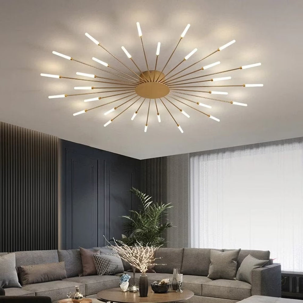 Linear LED Bar Chandelier in Black or Gold