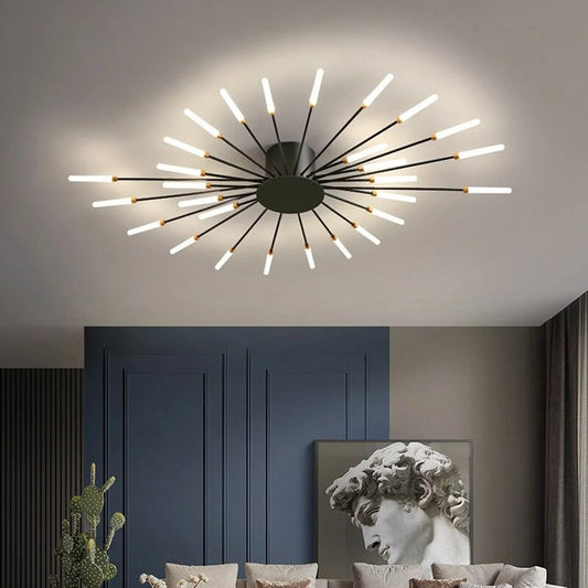 Linear LED Bar Chandelier in Black or Gold