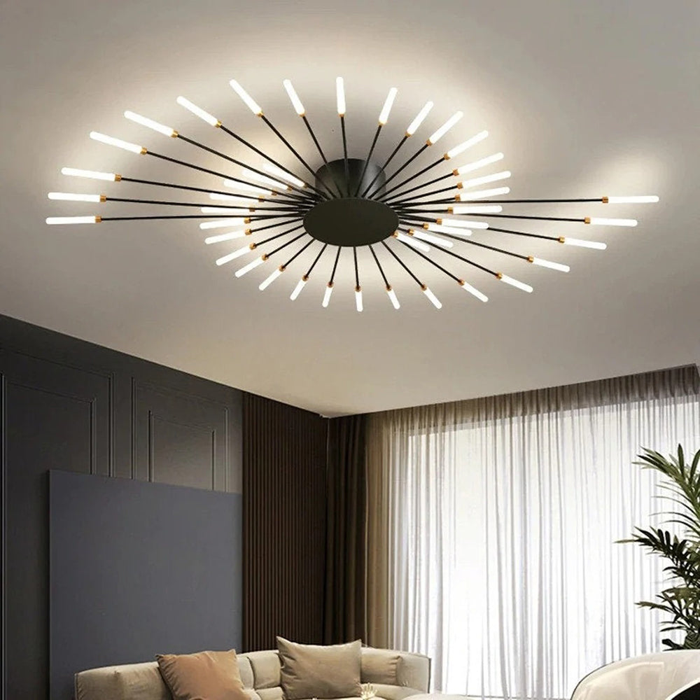 Linear LED Bar Chandelier in Black or Gold