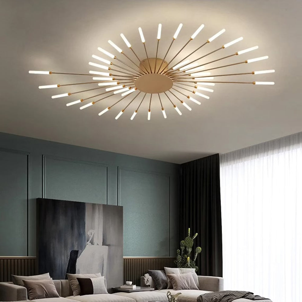 Linear LED Bar Chandelier in Black or Gold