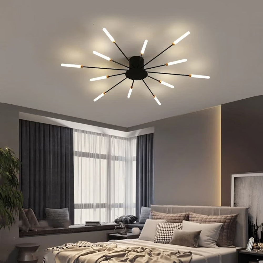 Linear LED Bar Chandelier in Black or Gold