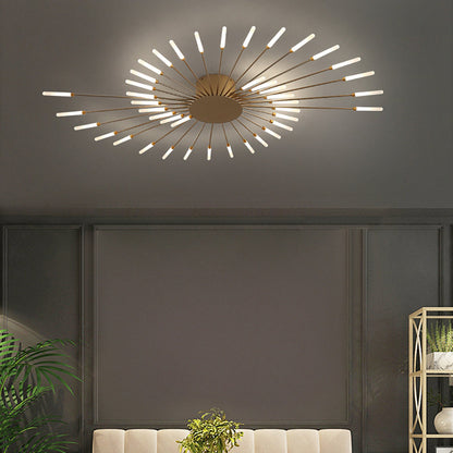 Linear LED Bar Chandelier in Black or Gold