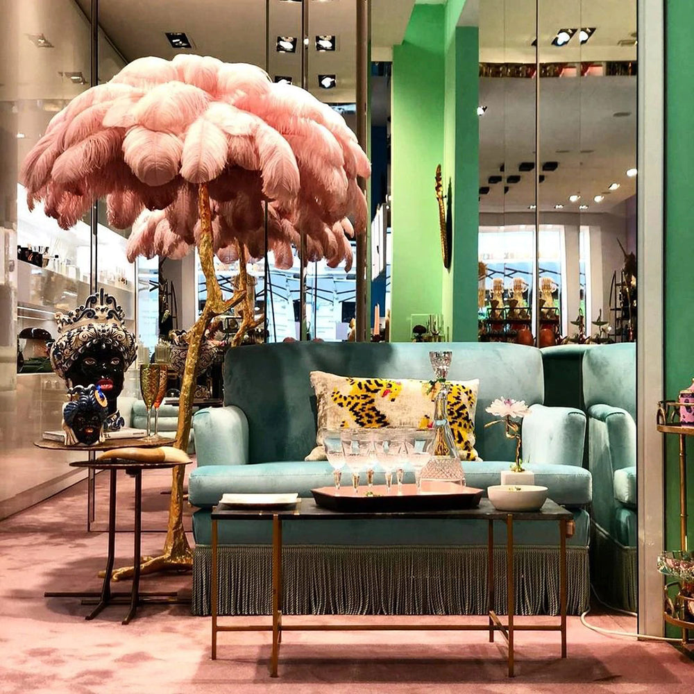 Ostrich Feather Floor Lamp, 160cm