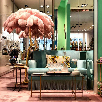 Ostrich Feather Floor Lamp, 160cm