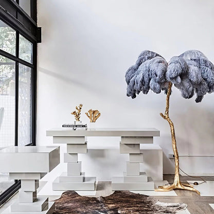 Ostrich Feather Floor Lamp, 160cm