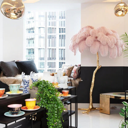 Ostrich Feather Floor Lamp, 160cm