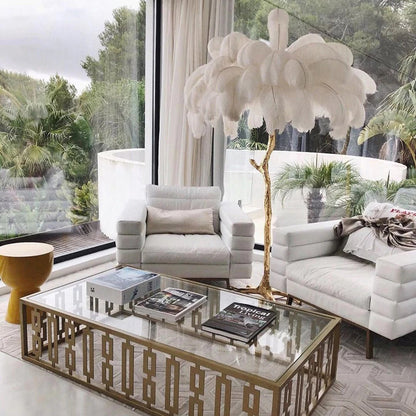 Ostrich Feather Floor Lamp, 160cm