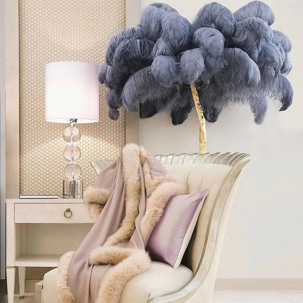Ostrich Feather Floor Lamp, 160cm