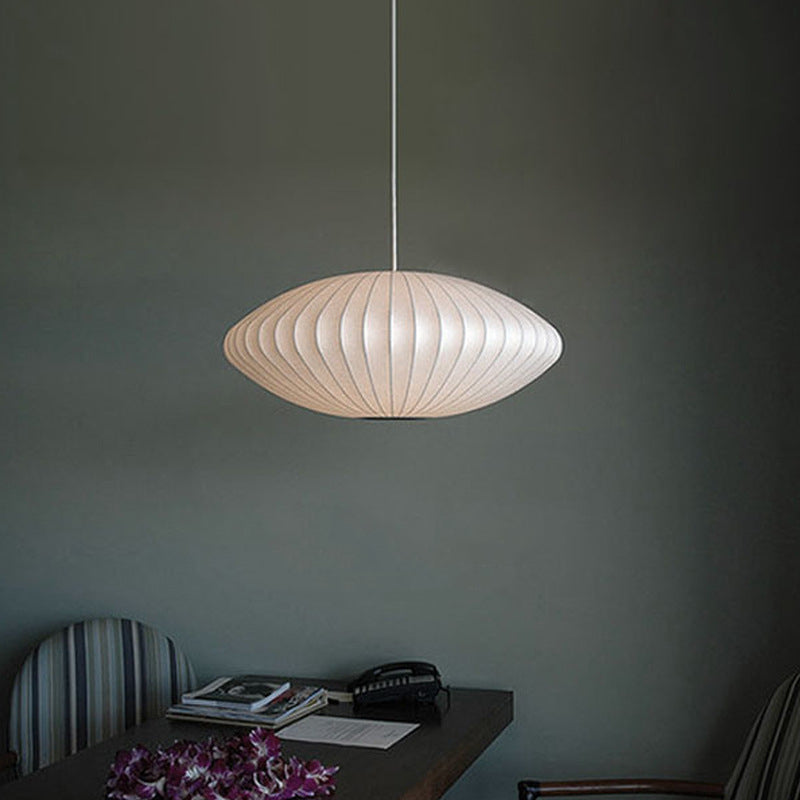 Silk Fabric Oval Nelson Bubble Pendant Lamp-[Modern pendant lighting for bedroom and living space]-Demolights UK