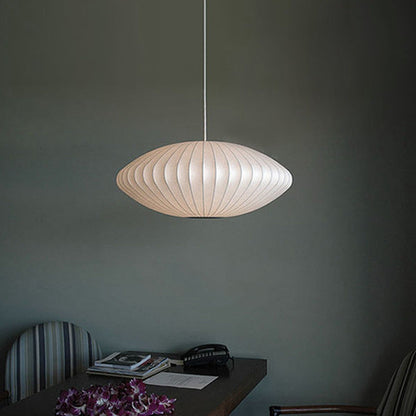 Silk Fabric Oval Nelson Bubble Pendant Lamp-[Modern pendant lighting for bedroom and living space]-Demolights UK