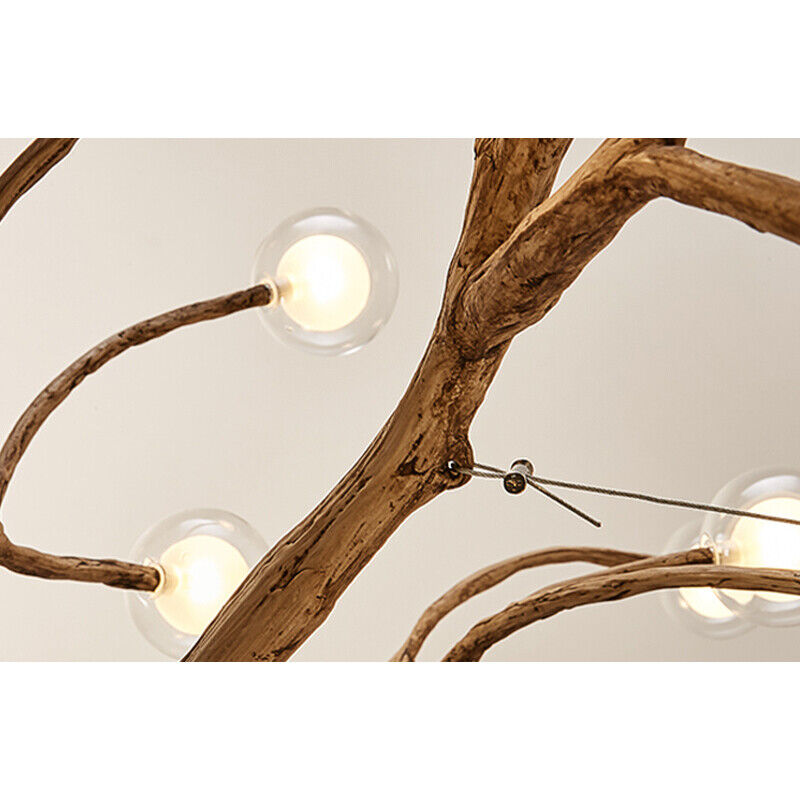 Organic Tree Branch Glass Globe Chandelier