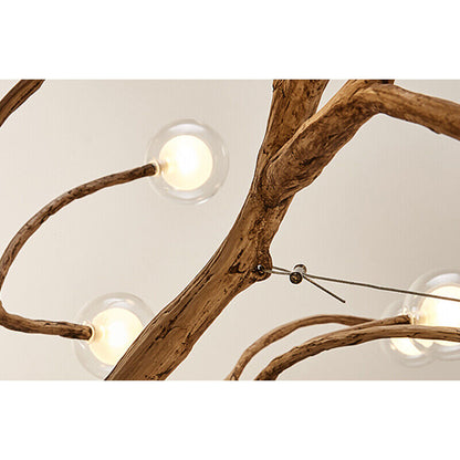 Organic Tree Branch Glass Globe Chandelier