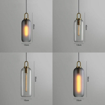 Modern Glass Globe and Cylinder Pendant