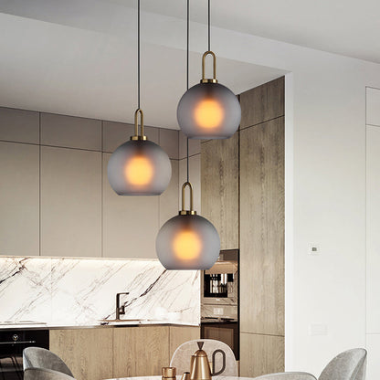 Modern Glass Globe and Cylinder Pendant