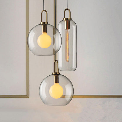 Modern Glass Globe and Cylinder Pendant