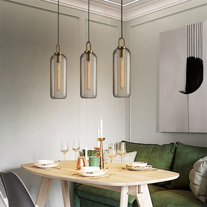 Modern Glass Globe and Cylinder Pendant