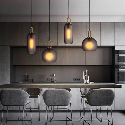 Modern Glass Globe and Cylinder Pendant