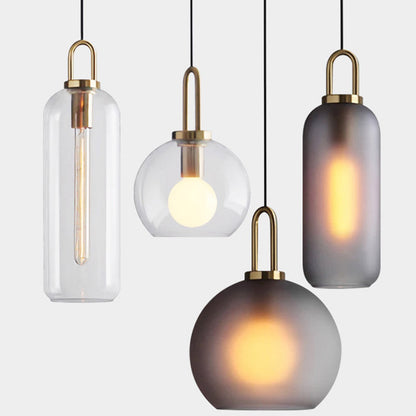 Modern Glass Globe and Cylinder Pendant