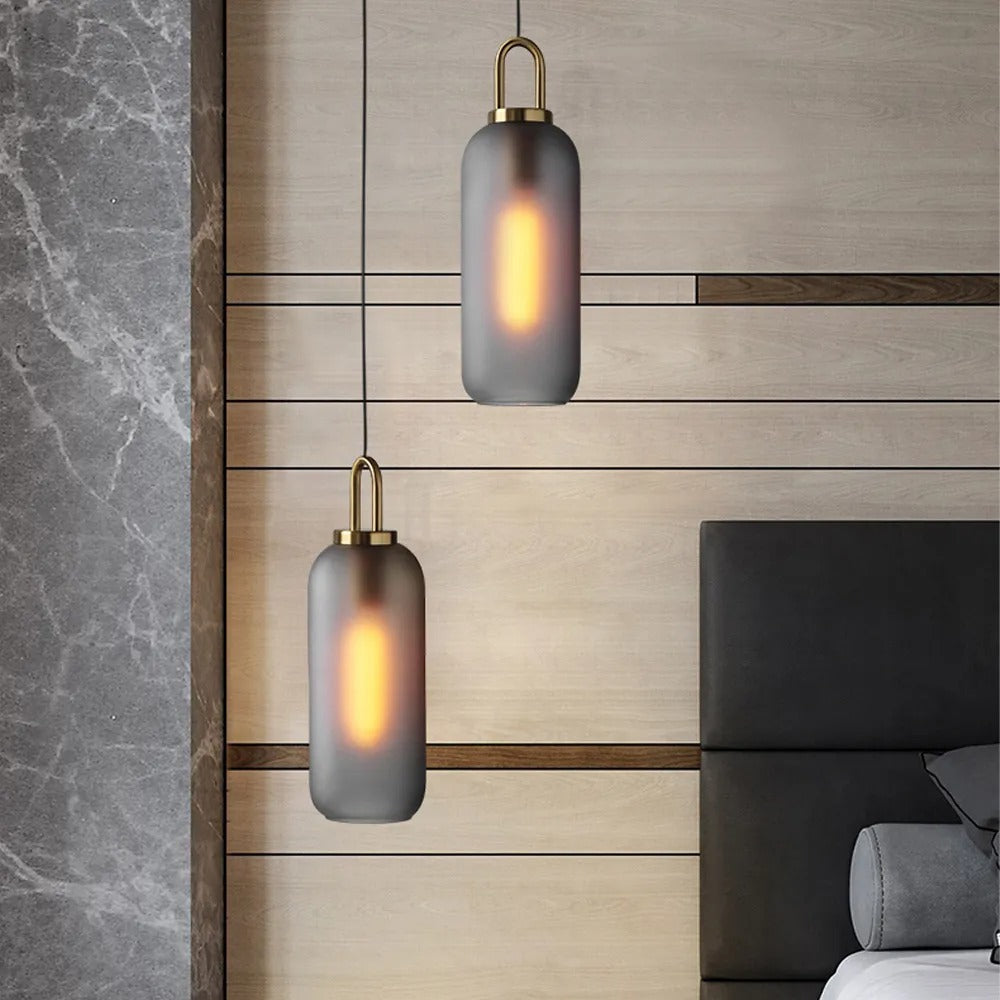 Modern Glass Globe and Cylinder Pendant