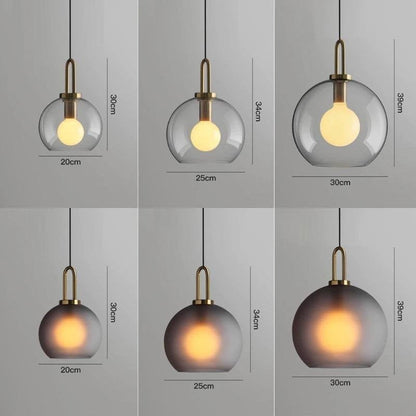 Modern Glass Globe and Cylinder Pendant