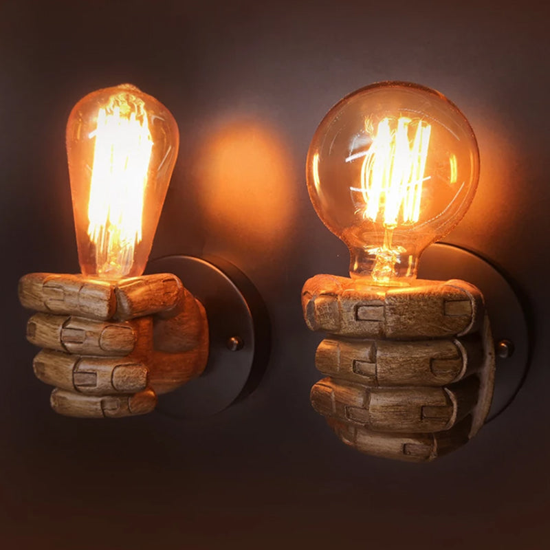 Industrial Retro Fist Wall Lamp Resin Lighting Fixture for Indoor Wall Decor-[Modern pendant lighting for bedroom and living space]-Demolights UK