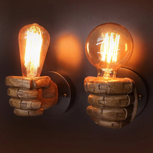 Industrial Retro Fist Wall Lamp Resin Lighting Fixture for Indoor Wall Decor-[Modern pendant lighting for bedroom and living space]-Demolights UK