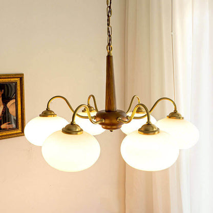 Wood and Glass LED Chandelier