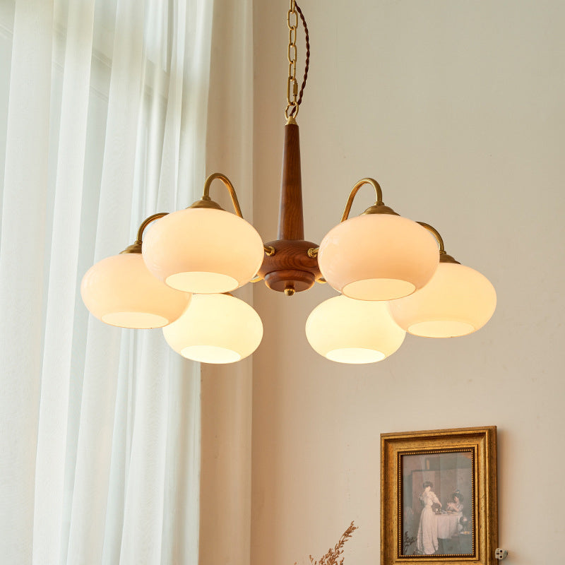 Wood and Glass LED Chandelier