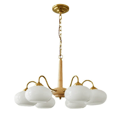 Wood and Glass LED Chandelier