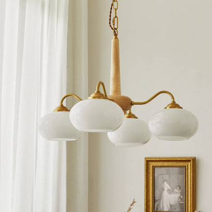 Wood and Glass LED Chandelier