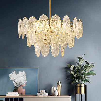 Tiered Crystal LED Chandelier in Brass