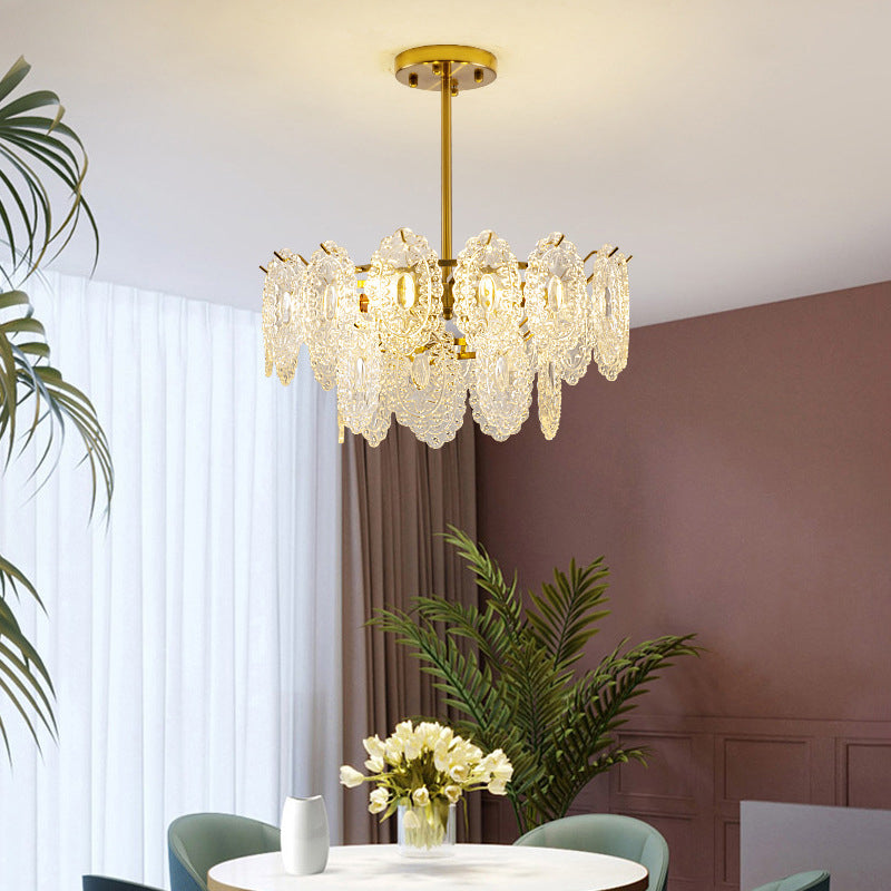 Tiered Crystal LED Chandelier in Brass