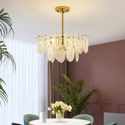 Tiered Crystal LED Chandelier in Brass