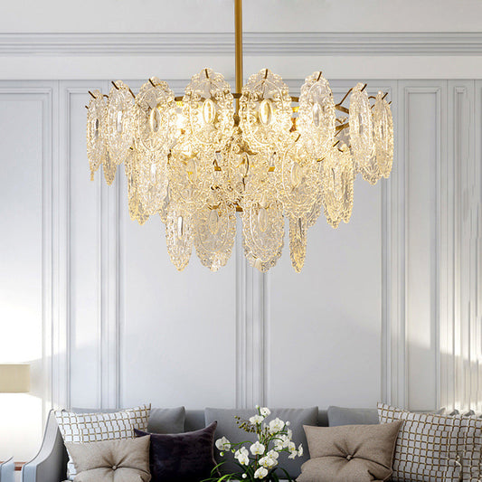 Tiered Crystal LED Chandelier in Brass