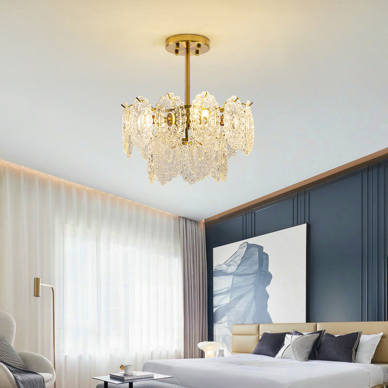 Tiered Crystal LED Chandelier in Brass
